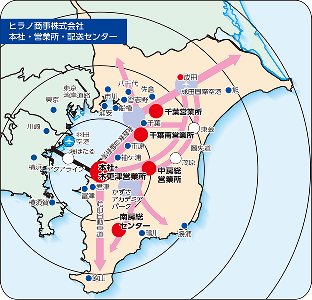 ヒラノ商事本社・営業所・配送センター